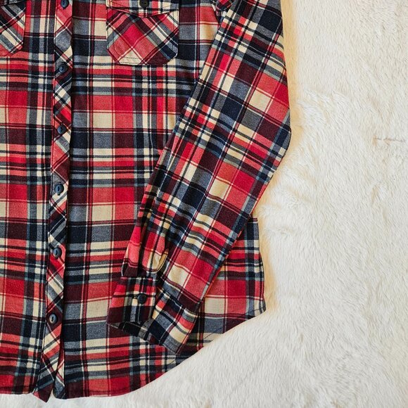 Passport Women's Plaid Flannel Shirt Stretch Long Sleeve Tight-fitting Size L - Picture 4 of 5